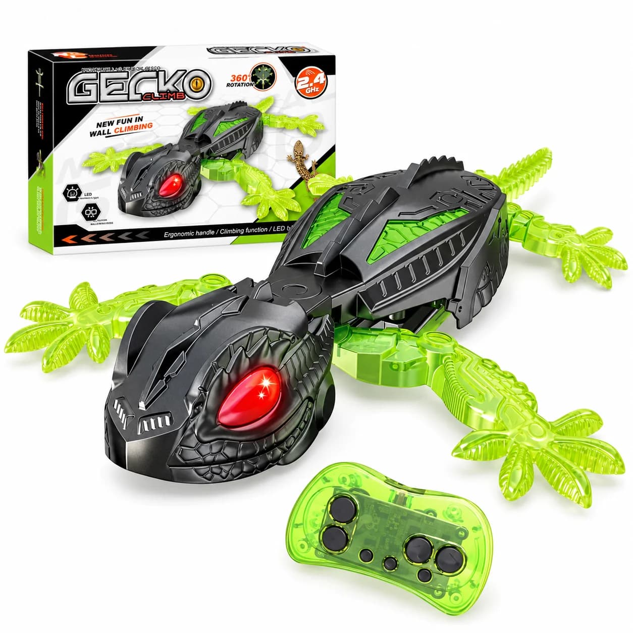 GeckoBot 360° con su caja y control remoto