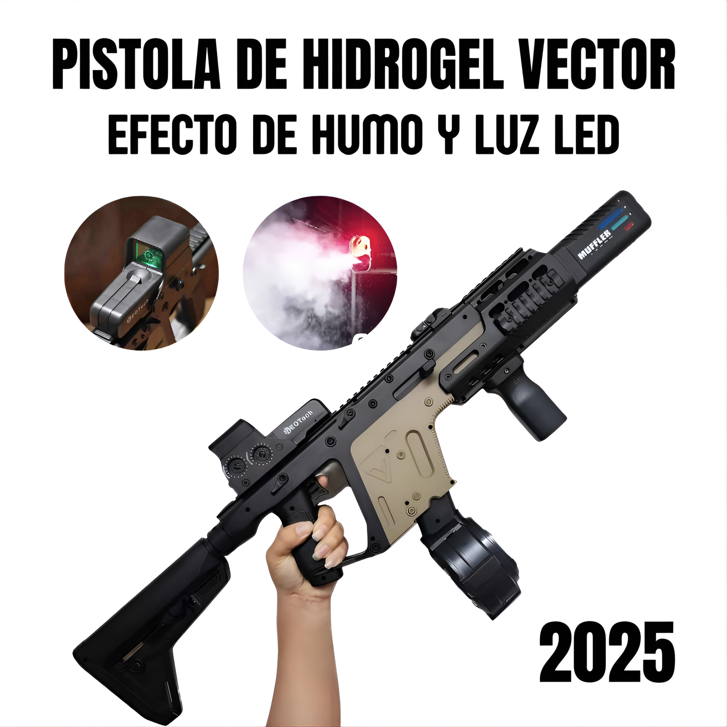 VECTOR GUN 2025 - Efecto de HUMO y luz LED